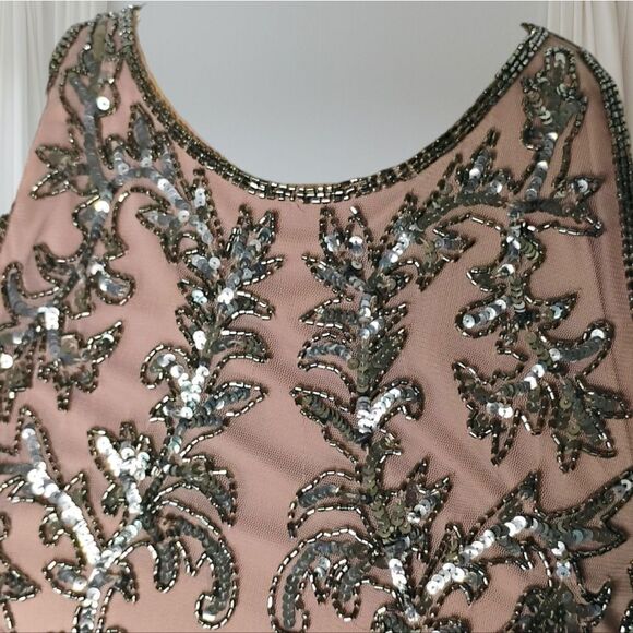 Adrianna Papell Embellished Chiffon Sheath Cocktail Dress Size 8 - Picture 12 of 16